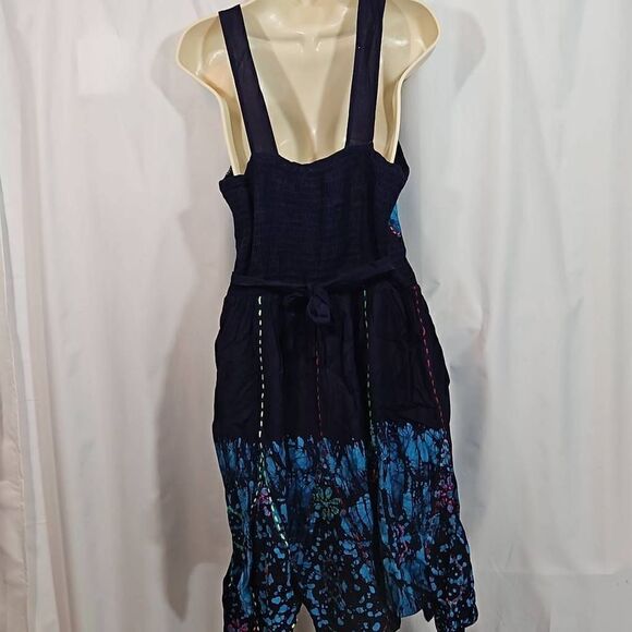 Vintage Floral Tie Dye Hippie Embroidered Shoreline Size L/XL Asymmetrical Hem 9 - Picture 7 of 14